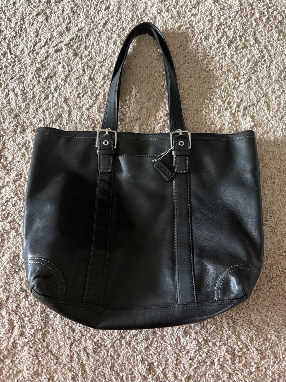 Coach Black Leather Tote Bag